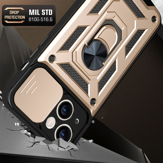 For iPhone 14 Pro Sliding Camera Cover Design TPU+PC Phone Case (Gold) - iPhone 14 Pro Cases by buy2fix | Online Shopping UK | buy2fix