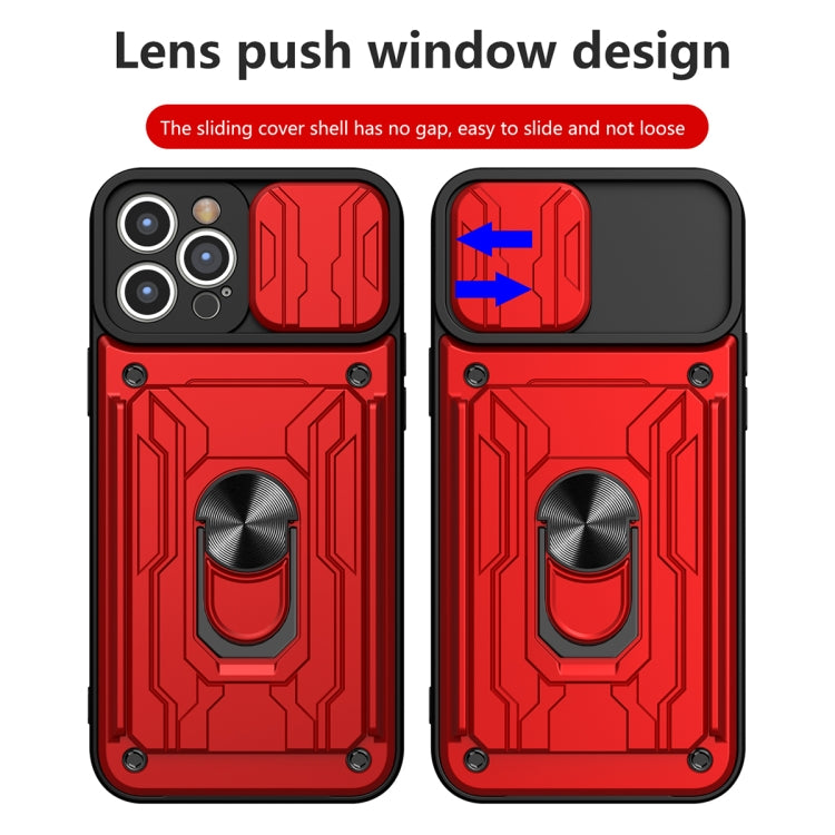 For iPhone 14 Pro Max Sliding Camshield TPU+PC Phone Case with Card Slot (Blue) - iPhone 14 Pro Max Cases by buy2fix | Online Shopping UK | buy2fix
