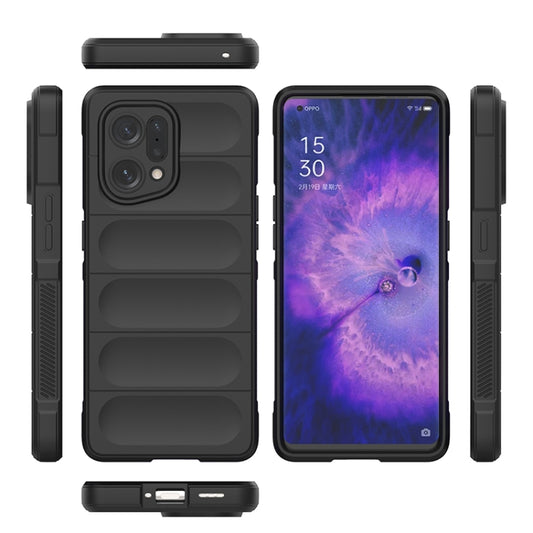 For OPPO Find X5 Magic Shield TPU + Flannel Phone Case(Black) by buy2fix