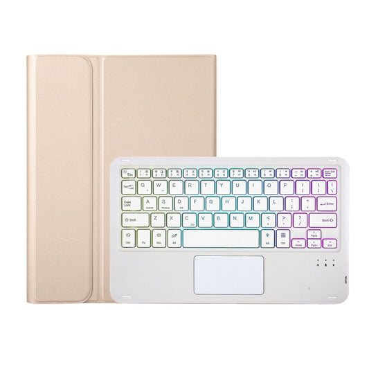 For Samsung Galaxy Tab A8 10.5 (2021) A08B-AS Lambskin Texture Backlight Bluetooth Keyboard Leather Tablet Case(Gold) by buy2fix