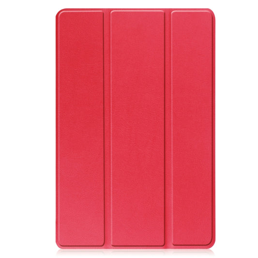 For Lenovo Tab M10 3rd Gen / TB328FU Custer Pure Color 3-Fold Holder Smart Leather Tablet Case(Red) by buy2fix