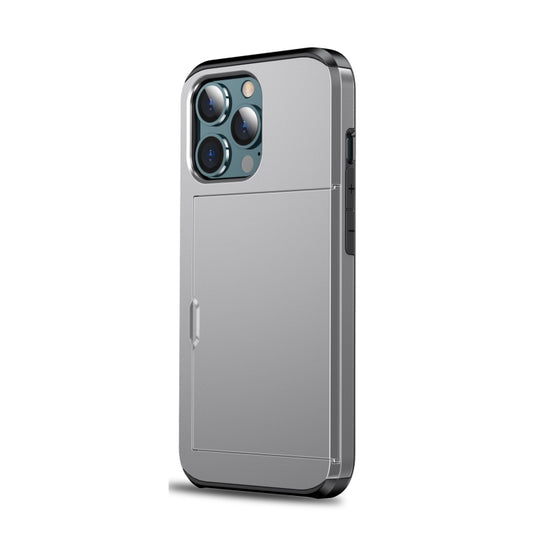 For iPhone 14 Shockproof Armor Protective Phone Case with Slide Card Slot (Grey) by buy2fix