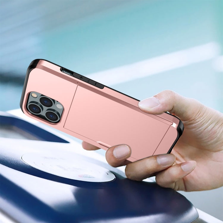 For iPhone 14 Pro Shockproof Armor Protective Phone Case with Slide Card Slot (Red) by buy2fix