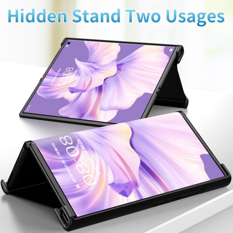 For Huawei Mate Xs 2 Leather Shockproof Phone Case With Holder(Purple) - Huawei Cases by buy2fix | Online Shopping UK | buy2fix