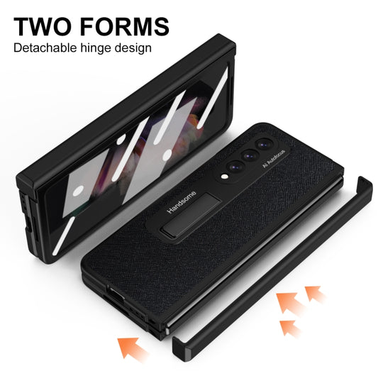 For Samsung Galaxy Z Fold3 Integrated Cross Texture Hinge Full Coverage Flip Phone Case(Black) - Galaxy Phone Cases by buy2fix | Online Shopping UK | buy2fix