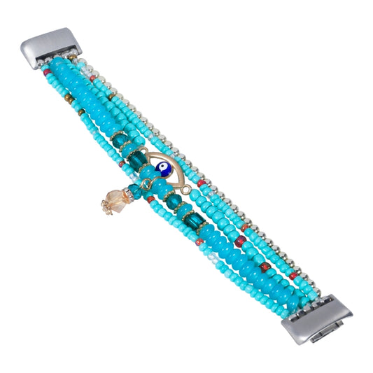 For Fitbit Charge 5 Eye Bead Chain Watch Band(Lake Blue) by buy2fix