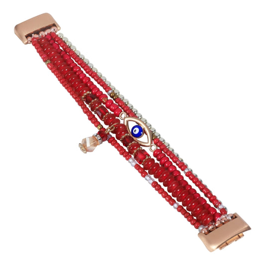 For Fitbit Charge 5 Eye Bead Chain Watch Band(Red) by buy2fix