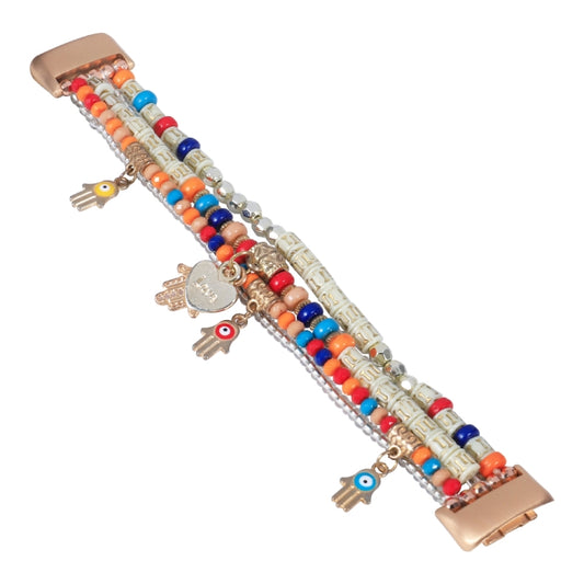 For Fitbit Charge 5 Palm Bead Chain Watch Band(Colorful) by buy2fix