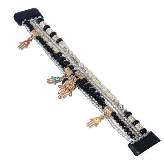 For Fitbit Charge 5 Palm Bead Chain Watch Band(Black) by buy2fix