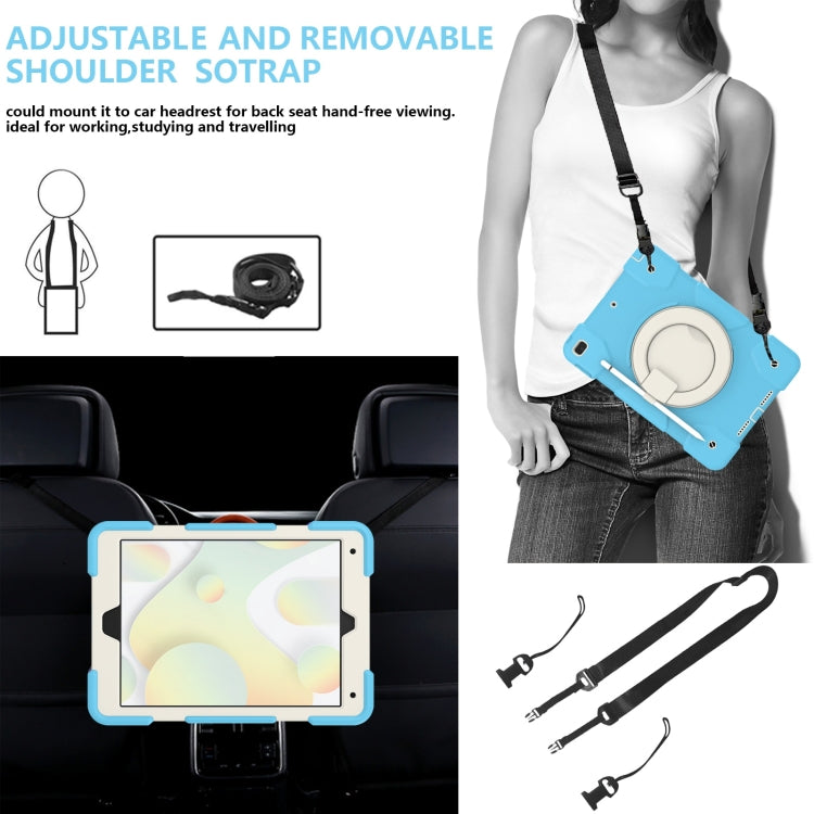 For iPad 10.2 2019/10.2 2020/10.2 2021 Silicone + PC Full Body Protection Tablet Case With Holder & Strap(Sky Blue) - iPad 10.2 Cases by buy2fix | Online Shopping UK | buy2fix