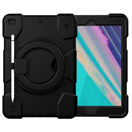 For iPad 10.2 2019/10.2 2020/10.2 2021 Silicone + PC Full Body Protection Tablet Case With Holder & Strap(Black) - iPad 10.2 Cases by buy2fix | Online Shopping UK | buy2fix