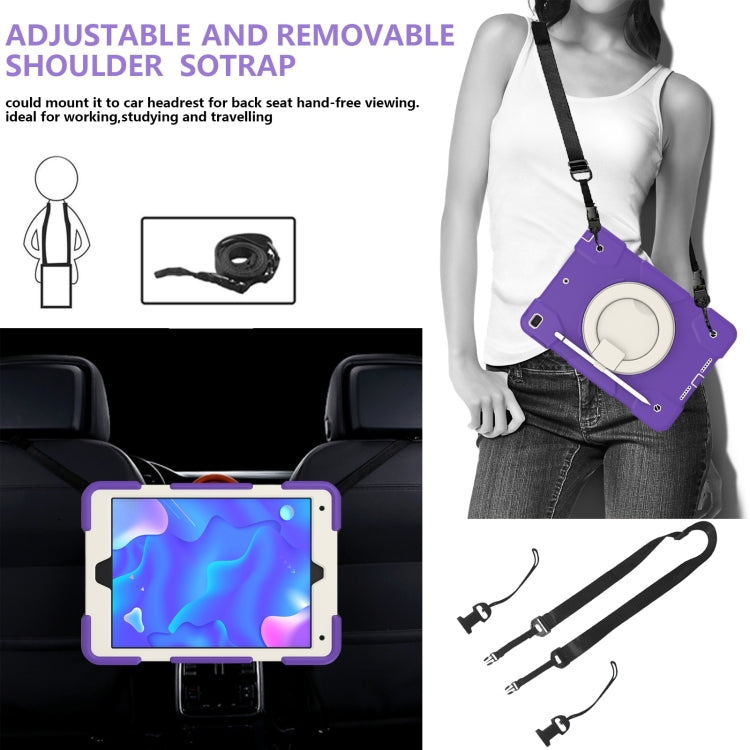 For iPad 10.2 2019/10.2 2020/10.2 2021 Silicone + PC Full Body Protection Tablet Case With Holder & Strap(Dark Purple) - iPad 10.2 Cases by buy2fix | Online Shopping UK | buy2fix