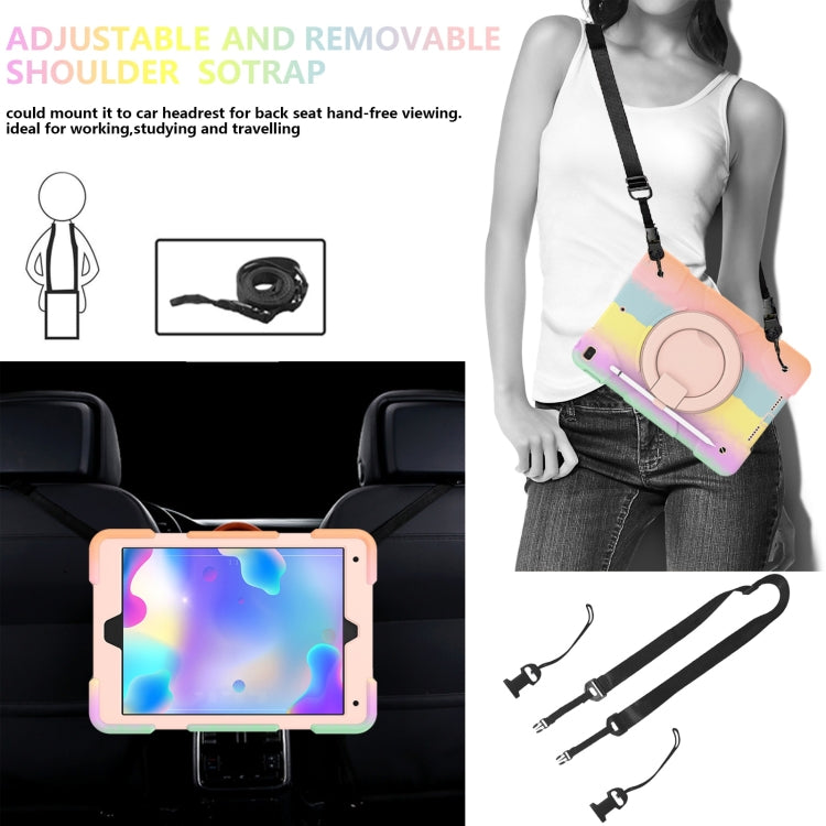 For iPad 10.2 2019/10.2 2020/10.2 2021 Silicone + PC Full Body Protection Tablet Case With Holder & Strap(Colorful Rose Gold) - iPad 10.2 Cases by buy2fix | Online Shopping UK | buy2fix