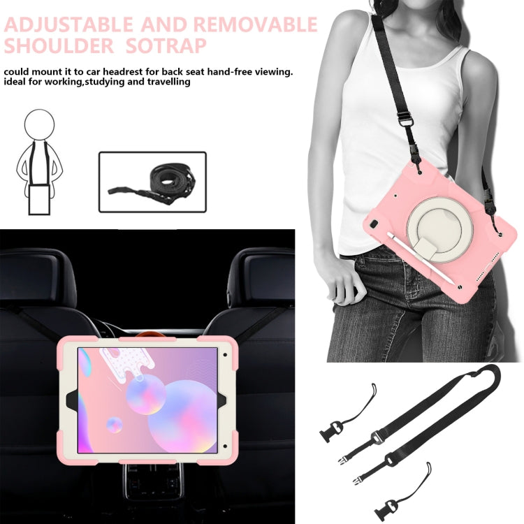 For iPad 10.2 2019/10.2 2020/10.2 2021 Silicone + PC Full Body Protection Tablet Case With Holder & Strap(Pink) - iPad 10.2 Cases by buy2fix | Online Shopping UK | buy2fix