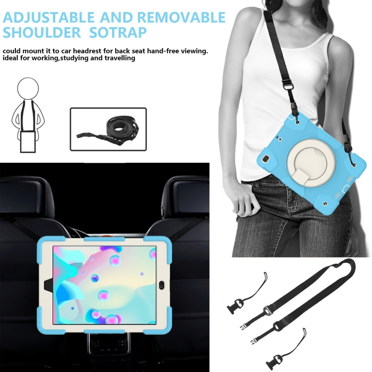 For iPad 9.7 2018 Silicone + PC Full Body Protection Tablet Case With Holder & Strap(Sky Blue) - iPad 9.7 (2018) & (2017) Cases by buy2fix | Online Shopping UK | buy2fix