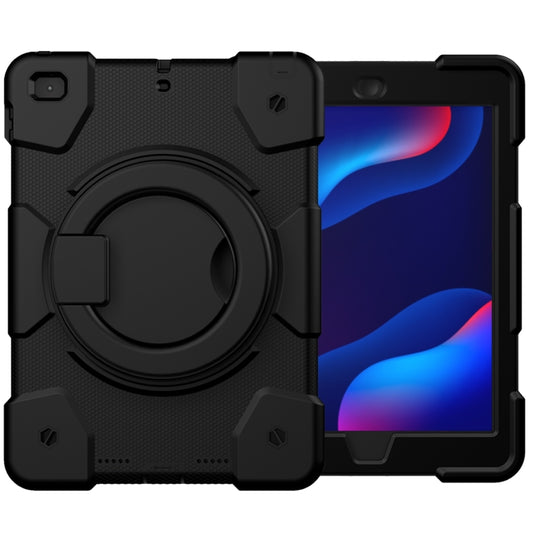 For iPad 9.7 2018 Silicone + PC Full Body Protection Tablet Case With Holder & Strap(Black) - iPad 9.7 (2018) & (2017) Cases by buy2fix | Online Shopping UK | buy2fix