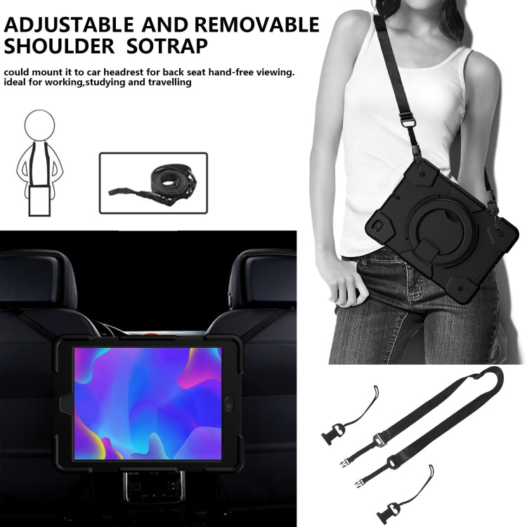 For iPad 9.7 2018 Silicone + PC Full Body Protection Tablet Case With Holder & Strap(Black) - iPad 9.7 (2018) & (2017) Cases by buy2fix | Online Shopping UK | buy2fix