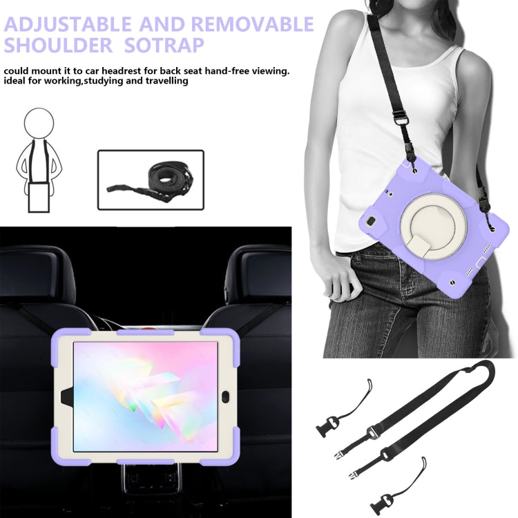 For iPad 9.7 2018 Silicone + PC Full Body Protection Tablet Case With Holder & Strap(Purple) - iPad 9.7 (2018) & (2017) Cases by buy2fix | Online Shopping UK | buy2fix