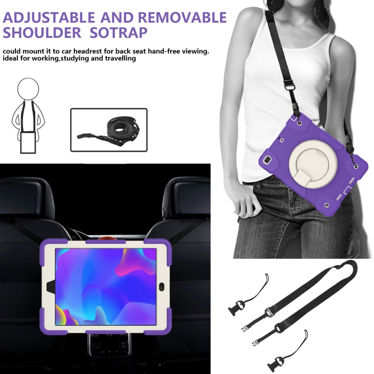 For iPad 9.7 2018 Silicone + PC Full Body Protection Tablet Case With Holder & Strap(Dark Purple) - iPad 9.7 (2018) & (2017) Cases by buy2fix | Online Shopping UK | buy2fix