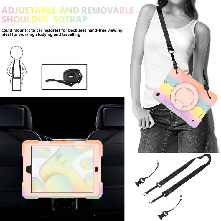 For iPad 9.7 2018 Silicone + PC Full Body Protection Tablet Case With Holder & Strap(Colorful Rose Gold) - iPad 9.7 (2018) & (2017) Cases by buy2fix | Online Shopping UK | buy2fix