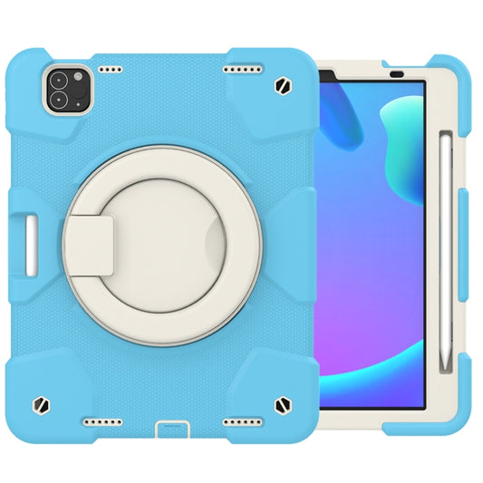 For iPad Pro 11 2020/Pro 11 2018/Air 2020/Air 2022 Silicone + PC Full Body Protection Tablet Case With Holder & Strap(Sky Blue) - iPad Air (2022) / (2020) 10.9 Cases by buy2fix | Online Shopping UK | buy2fix