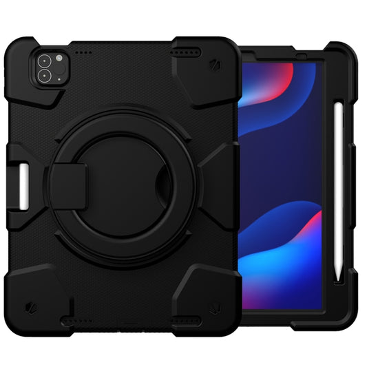 For iPad Pro 11 2020/Pro 11 2018/Air 2020/Air 2022 Silicone + PC Full Body Protection Tablet Case With Holder & Strap(Black) - iPad Air (2022) / (2020) 10.9 Cases by buy2fix | Online Shopping UK | buy2fix