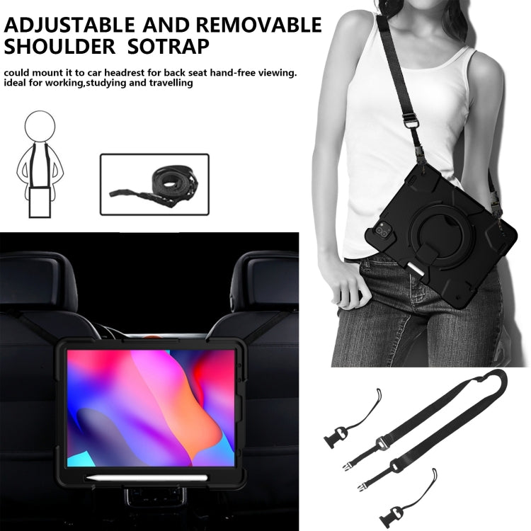 For iPad Pro 11 2020/Pro 11 2018/Air 2020/Air 2022 Silicone + PC Full Body Protection Tablet Case With Holder & Strap(Black) - iPad Air (2022) / (2020) 10.9 Cases by buy2fix | Online Shopping UK | buy2fix
