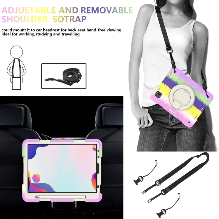 For iPad Pro 11 2020/Pro 11 2018/Air 2020/Air 2022 Silicone + PC Full Body Protection Tablet Case With Holder & Strap(Colorful Purple) - iPad Air (2022) / (2020) 10.9 Cases by buy2fix | Online Shopping UK | buy2fix