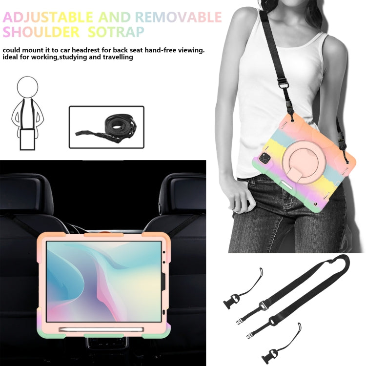 For iPad Pro 11 2020/Pro 11 2018/Air 2020/Air 2022 Silicone + PC Full Body Protection Tablet Case With Holder & Strap(Colorful Rose Gold) - iPad Air (2022) / (2020) 10.9 Cases by buy2fix | Online Shopping UK | buy2fix