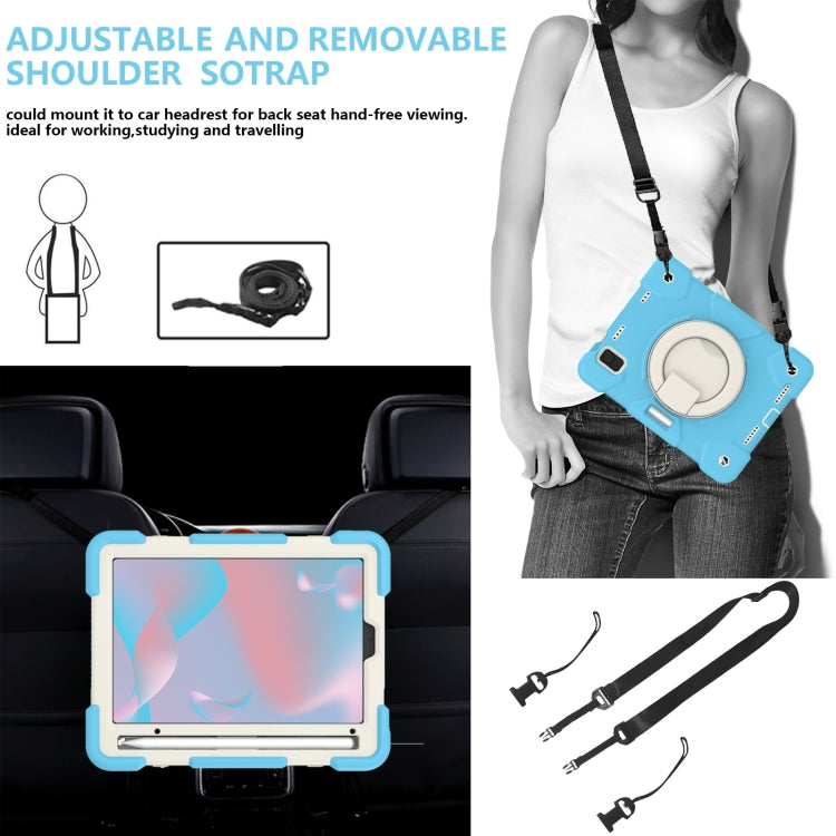 For iPad mini 2021 Silicone + PC Full Body Protection Tablet Case With Holder & Strap(Sky Blue) - iPad mini 6 Cases by buy2fix | Online Shopping UK | buy2fix