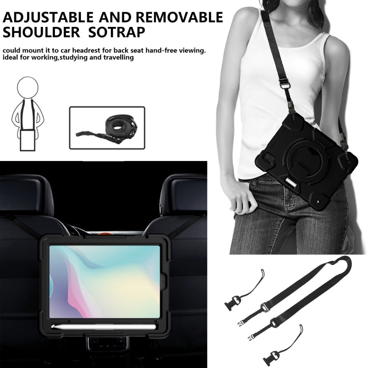 For iPad mini 2021 Silicone + PC Full Body Protection Tablet Case With Holder & Strap(Black) - iPad mini 6 Cases by buy2fix | Online Shopping UK | buy2fix