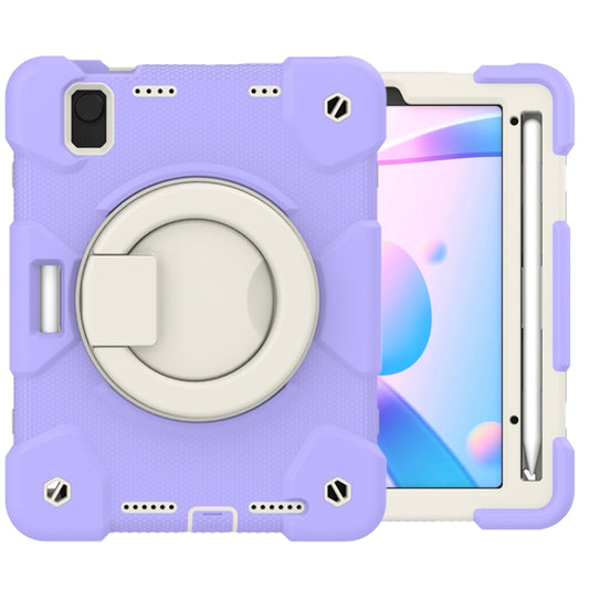 For iPad mini 2021 Silicone + PC Full Body Protection Tablet Case With Holder & Strap(Purple) - iPad mini 6 Cases by buy2fix | Online Shopping UK | buy2fix