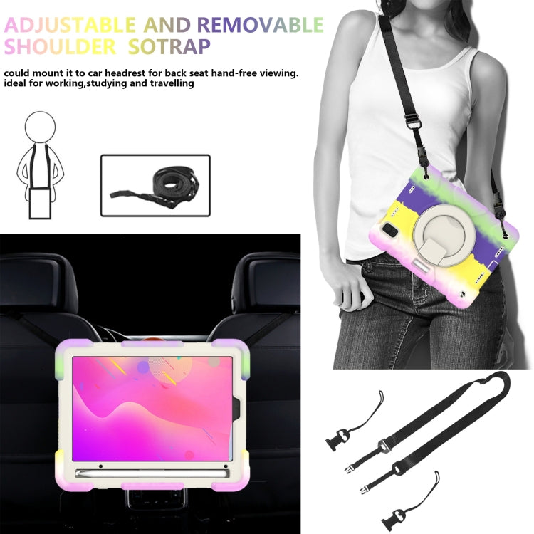 For iPad mini 2021 Silicone + PC Full Body Protection Tablet Case With Holder & Strap(Colorful Purple) - iPad mini 6 Cases by buy2fix | Online Shopping UK | buy2fix