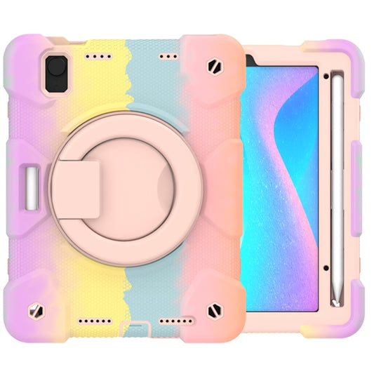 For iPad mini 2021 Silicone + PC Full Body Protection Tablet Case With Holder & Strap(Colorful Rose Gold) - iPad mini 6 Cases by buy2fix | Online Shopping UK | buy2fix