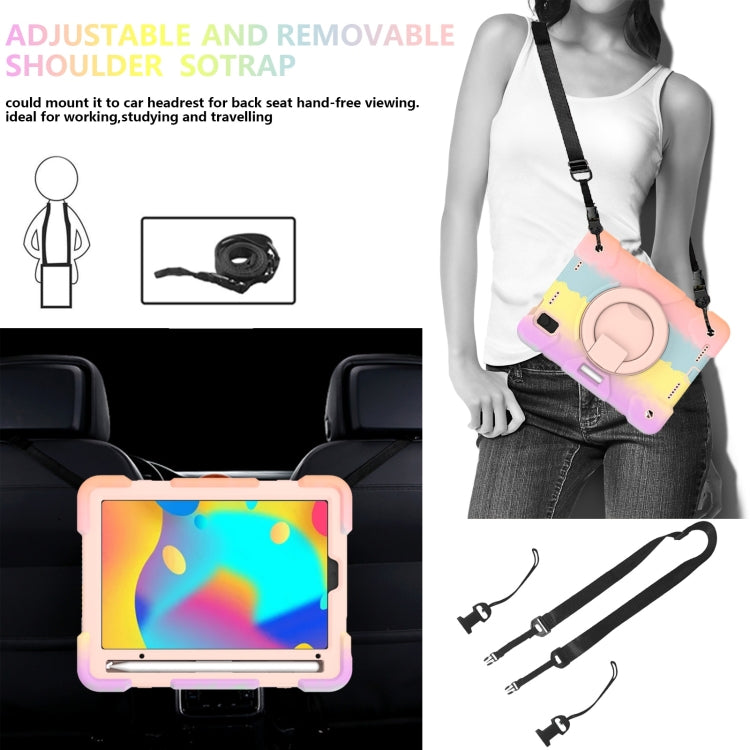 For iPad mini 2021 Silicone + PC Full Body Protection Tablet Case With Holder & Strap(Colorful Rose Gold) - iPad mini 6 Cases by buy2fix | Online Shopping UK | buy2fix