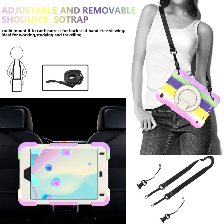 For iPad mini 4 2015/mini 2019 Silicone + PC Full Body Protection Tablet Case With Holder & Strap(Colorful Purple) - iPad mini (2019) / mini 5 Cases by buy2fix | Online Shopping UK | buy2fix