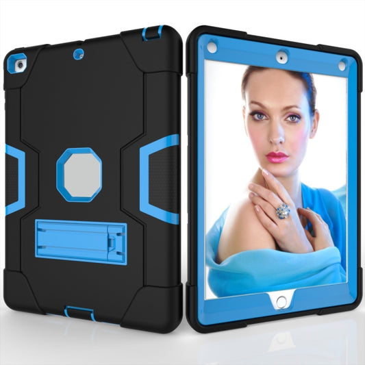 For iPad 4 / 3 / 2 Silicone + PC Protective Case with Stand(Black + Blue) - iPad 4 & 3 & 2 Cases by buy2fix | Online Shopping UK | buy2fix
