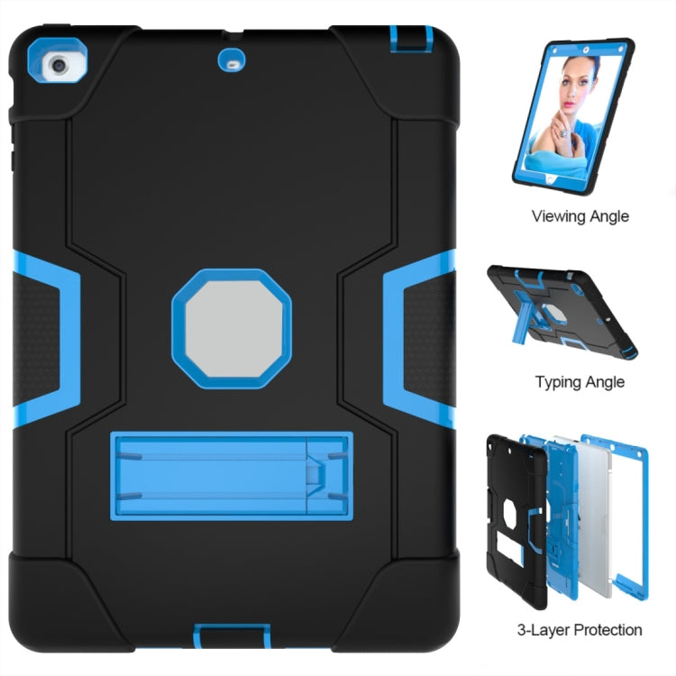 For iPad 4 / 3 / 2 Silicone + PC Protective Case with Stand(Black + Blue) - iPad 4 & 3 & 2 Cases by buy2fix | Online Shopping UK | buy2fix