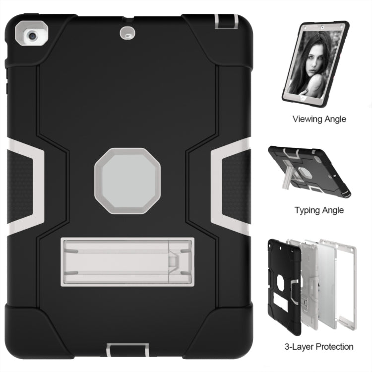 For iPad 4 / 3 / 2 Silicone + PC Protective Case with Stand(Black + White) - iPad 4 & 3 & 2 Cases by buy2fix | Online Shopping UK | buy2fix