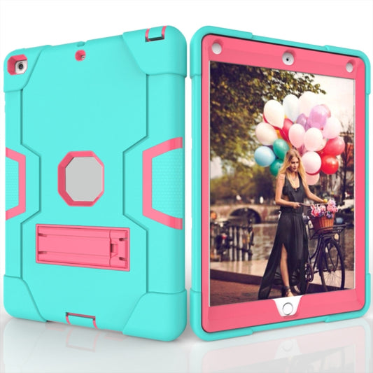 For iPad 4 / 3 / 2 Silicone + PC Protective Case with Stand(Mint Blue + Red) - iPad 4 & 3 & 2 Cases by buy2fix | Online Shopping UK | buy2fix