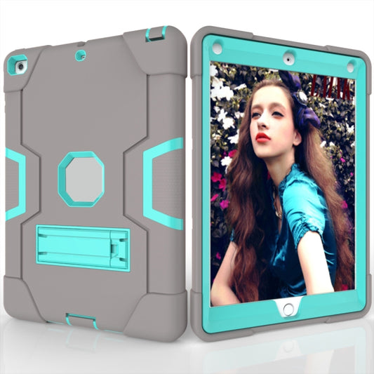For iPad 4 / 3 / 2 Silicone + PC Protective Case with Stand(Grey + Mint Green) - iPad 4 & 3 & 2 Cases by buy2fix | Online Shopping UK | buy2fix