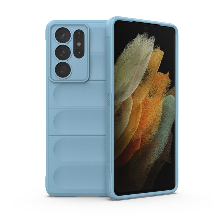 For Samsung Galaxy S21 Ultra 5G Magic Shield TPU + Flannel Phone Case(Light Blue) - Galaxy S21 Ultra 5G Cases by buy2fix | Online Shopping UK | buy2fix