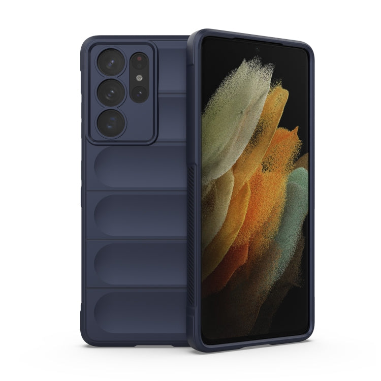 For Samsung Galaxy S21 Ultra 5G Magic Shield TPU + Flannel Phone Case(Dark Blue) - Galaxy S21 Ultra 5G Cases by buy2fix | Online Shopping UK | buy2fix