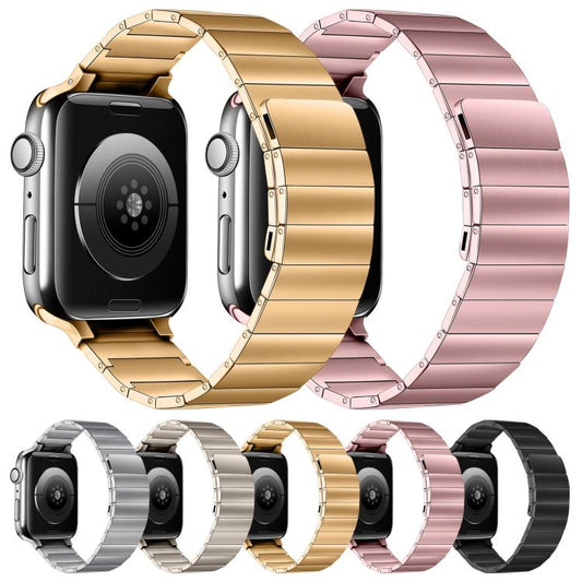 Magnetic Steel Watch Band For Apple Watch Series 9&8&7 41mm / SE 3&SE 2&6&SE&5&4 40mm / 3&2&1 38mm(Rose Pink) by buy2fix