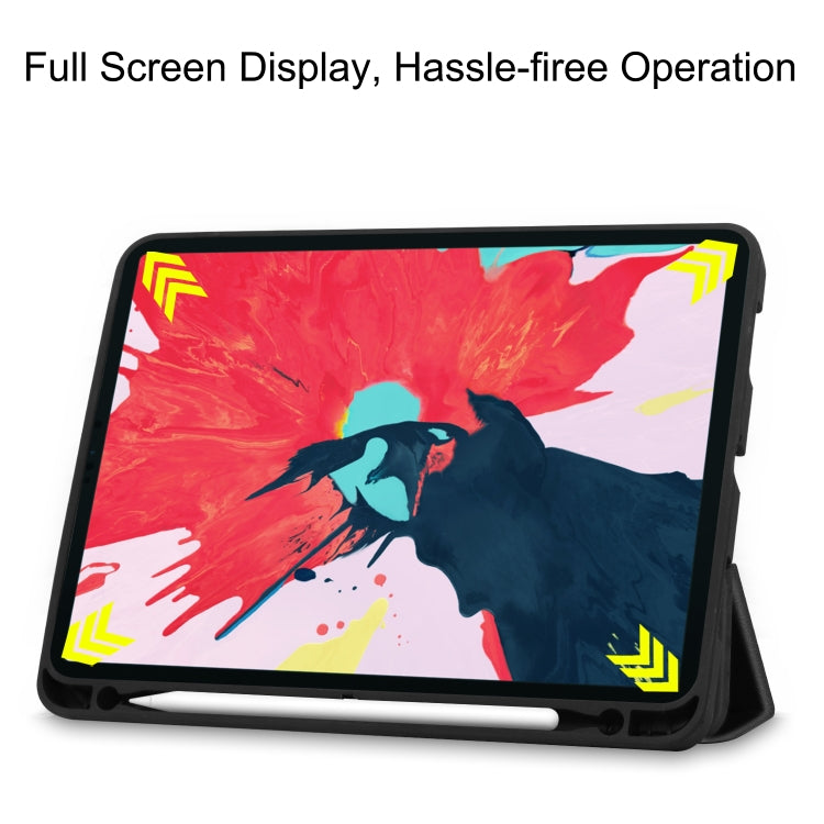 For iPad Pro 11 inch 2020 Custer Pattern TPU Smart Tablet Holster with Sleep Function & Tri-Fold Bracket & Pen Slot(Black) - iPad Pro 11 (2020) Cases by buy2fix | Online Shopping UK | buy2fix