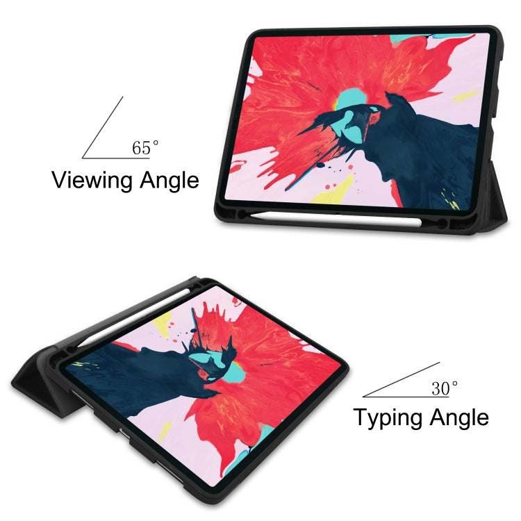 For iPad Pro 11 inch 2020 Custer Pattern TPU Smart Tablet Holster with Sleep Function & Tri-Fold Bracket & Pen Slot(Black) - iPad Pro 11 (2020) Cases by buy2fix | Online Shopping UK | buy2fix
