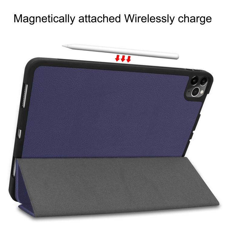 For iPad Pro 11 inch 2020 Custer Pattern TPU Smart Tablet Holster with Sleep Function & Tri-Fold Bracket & Pen Slot(Blue) - iPad Pro 11 (2020) Cases by buy2fix | Online Shopping UK | buy2fix