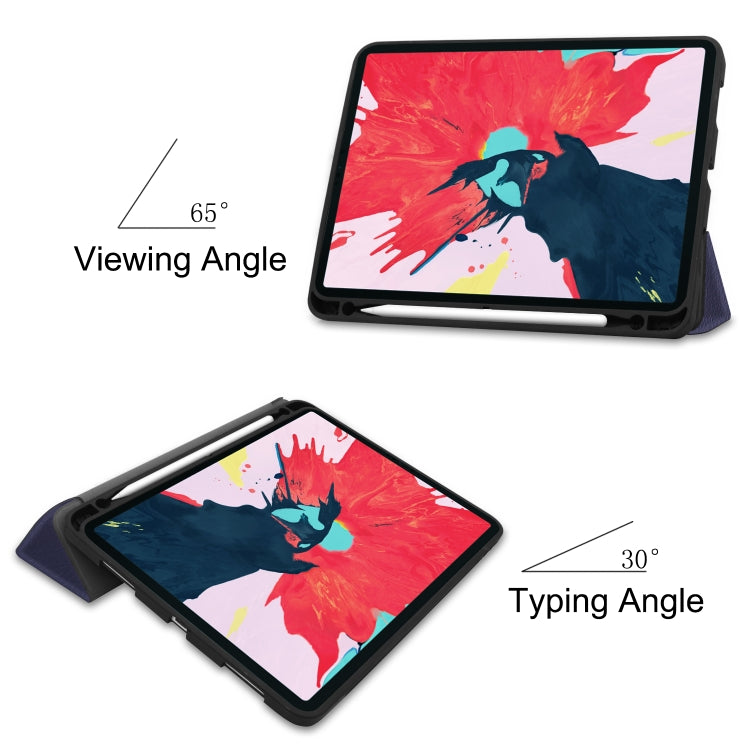 For iPad Pro 11 inch 2020 Custer Pattern TPU Smart Tablet Holster with Sleep Function & Tri-Fold Bracket & Pen Slot(Blue) - iPad Pro 11 (2020) Cases by buy2fix | Online Shopping UK | buy2fix