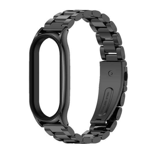 For Xiaomi Mi Band 7 / 7 NFC MIJOBS Three-Bead Metal Plus Stainless Steel Watch Band(Black) by MIJOBS