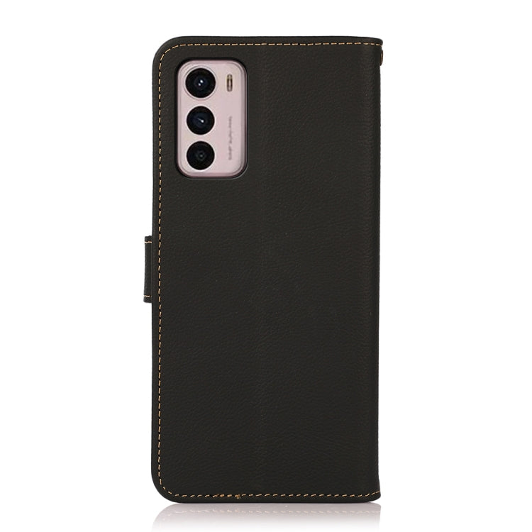 For Motorola Moto G42 KHAZNEH Custer Genuine Leather RFID Phone Case(Black) - Motorola Cases by buy2fix | Online Shopping UK | buy2fix